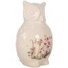 Clayre & Eef Sowa dekoracyjna ceramiczna beżowo-różowa 11x10x17 cm styl wiejski