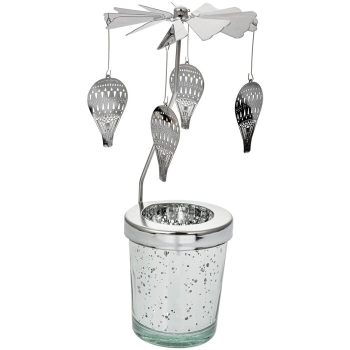 Clayre & Eef 66002 Karuzela na tealighty srebrna Ø 8 cm wysokość 17 cm