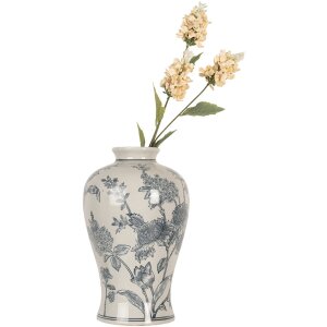 Clayre & Eef 6CE2072 Wazon ceramiczny biało-niebieski styl boho 19x32 cm