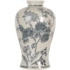 Clayre & Eef 6CE2072 Wazon ceramiczny biało-niebieski styl boho 19x32 cm