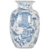 Clayre & Eef 6CE2100 Wazon Biały Niebieski Ø 14x23 cm Ceramiczny z wzorem