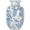Clayre & Eef 6CE2100 Wazon Biały Niebieski Ø 14x23 cm Ceramiczny z wzorem