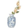 Clayre & Eef 6CE2100 Wazon Biały Niebieski Ø 14x23 cm Ceramiczny z wzorem