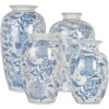 Clayre & Eef 6CE2100 Wazon Biały Niebieski Ø 14x23 cm Ceramiczny z wzorem