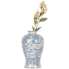 Clayre & Eef 6CE2101 Wazon biało-niebieski Ø 17x32 cm ceramiczny motyw kwiatowy
