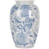 Clayre & Eef 6CE2102 Wazon ceramiczny biało-niebieski Ø 17x27 cm styl botaniczny