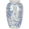 Clayre & Eef 6CE2102 Wazon ceramiczny biało-niebieski Ø 17x27 cm styl botaniczny