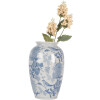 Clayre & Eef 6CE2102 Wazon ceramiczny biało-niebieski Ø 17x27 cm styl botaniczny