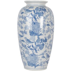 Clayre & Eef 6CE2103 Wazon ceramiczny biało-niebieski Ø 19x37 cm