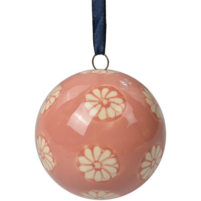 Clayre & Eef 6CE2104S Kula dekoracyjna Ø6 cm Ceramiczna kula dekoracyjna różowo-beżowa