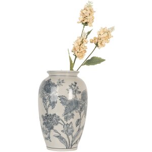 Clayre & Eef 6CE2074 Wazon Biały Niebieski Ø17 cm Wysokość 27 cm