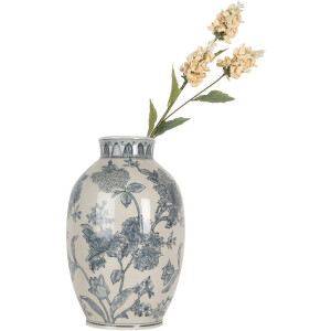Clayre & Eef 6CE2075 Wazon biało-niebieski ceramiczny Ø22x36 cm styl bohemy