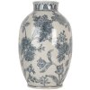 Clayre & Eef 6CE2075 Wazon biało-niebieski ceramiczny Ø22x36 cm styl bohemy