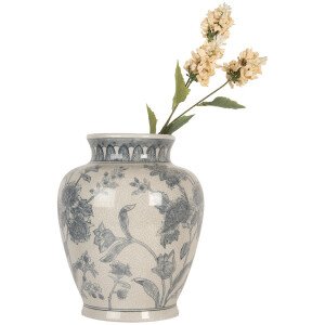 Clayre & Eef 6CE2076 Wazon biało-niebieski Ø 23x29 cm ceramiczny z kwiatowym wzorem