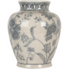 Clayre & Eef 6CE2076 Wazon biało-niebieski Ø 23x29 cm ceramiczny z kwiatowym wzorem