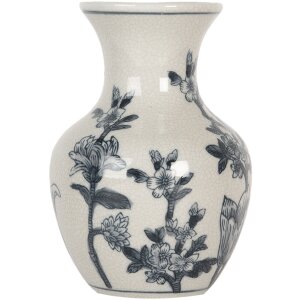 Clayre & Eef 6CE2077 Wazon biało-niebieski Ø 10x16 cm Ceramika w stylu boho