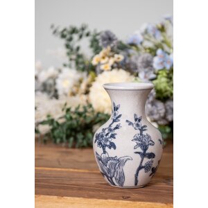 Clayre & Eef 6CE2077 Wazon biało-niebieski Ø 10x16 cm Ceramika w stylu boho