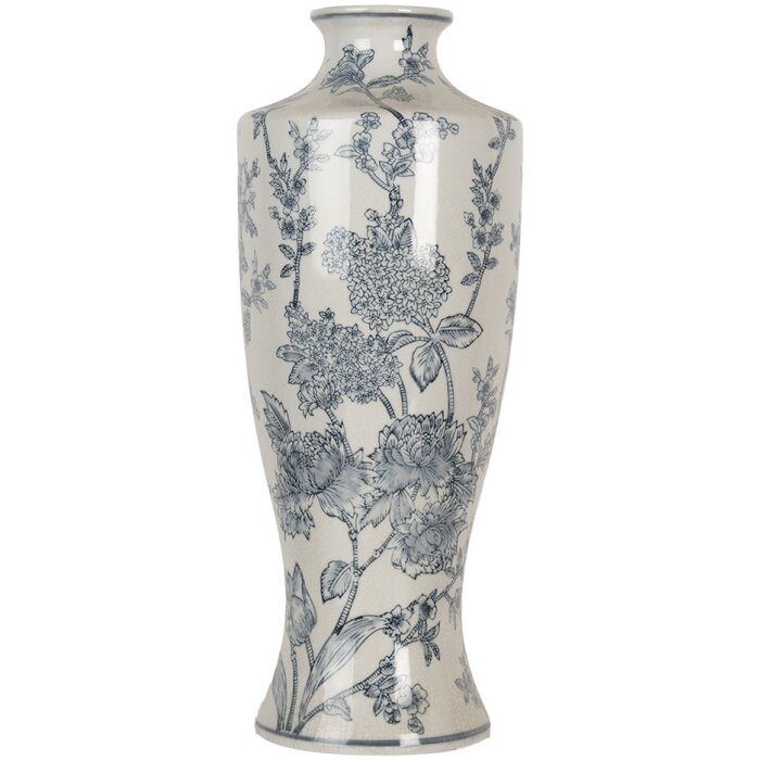 Clayre & Eef 6CE2080 Wazon ceramiczny biało-niebieski 42 cm Boho Design