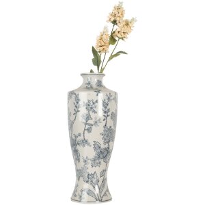 Clayre & Eef 6CE2080 Wazon ceramiczny biało-niebieski 42 cm Boho Design
