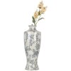 Clayre & Eef 6CE2080 Wazon ceramiczny biało-niebieski 42 cm Boho Design