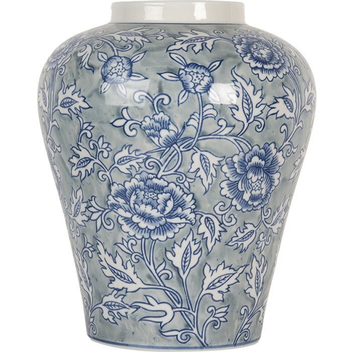 Clayre & Eef 6CE2084 Wazon ceramiczny niebiesko-zielony Ø 21 cm Wysokość 26 cm