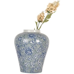 Clayre & Eef 6CE2084 Wazon ceramiczny niebiesko-zielony Ø 21 cm Wysokość 26 cm