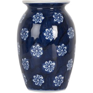 Clayre & Eef 6CE2085 Wazon niebiesko-biały Ø 10x15 cm