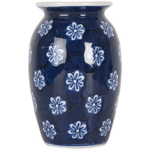 Clayre & Eef 6CE2085 Wazon niebiesko-biały Ø 10x15 cm