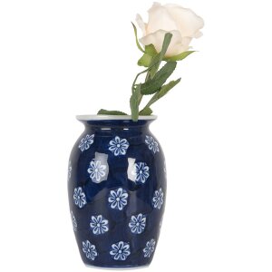 Clayre & Eef 6CE2085 Wazon niebiesko-biały Ø 10x15 cm