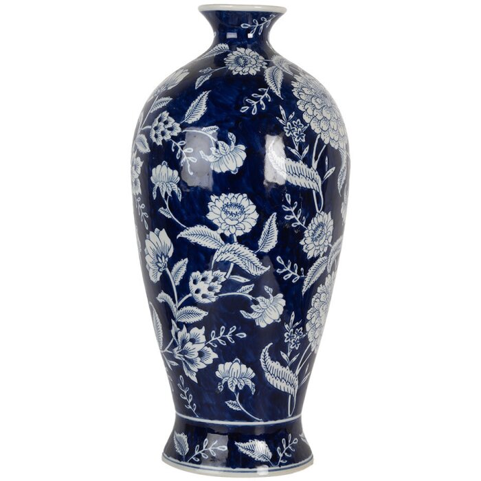 Clayre & Eef 6CE2087 Wazon Niebiesko-biały wazon ceramiczny Ø 21x42 cm
