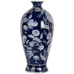Clayre & Eef 6CE2087 Wazon Niebiesko-biały wazon ceramiczny Ø 21x42 cm
