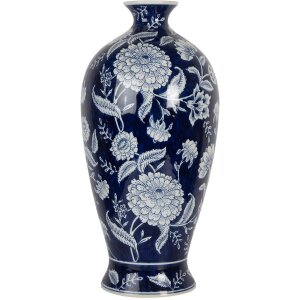 Clayre & Eef 6CE2087 Wazon Niebiesko-biały wazon ceramiczny Ø 21x42 cm