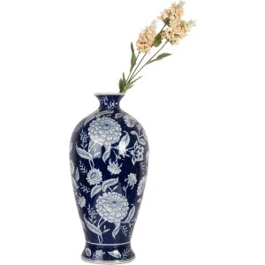 Clayre & Eef 6CE2087 Wazon Niebiesko-biały wazon ceramiczny Ø 21x42 cm