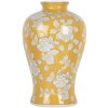 Clayre & Eef 6CE2089 Wazon Retro Ceramiczny Wazon Żółty Biały Ø19xH32 cm
