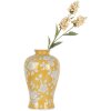 Clayre & Eef 6CE2089 Wazon Retro Ceramiczny Wazon Żółty Biały Ø19xH32 cm