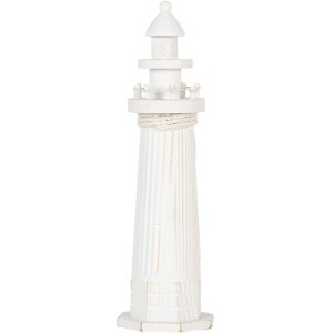 Clayre & Eef Dekoracyjna latarnia morska biała Ø 10x32 cm Dekoracja morska w stylu wiejskiego domu