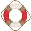 Koło ratunkowe Clayre & Eef Decoration Ø 37x7 cm biało-czerwone żeglarskie