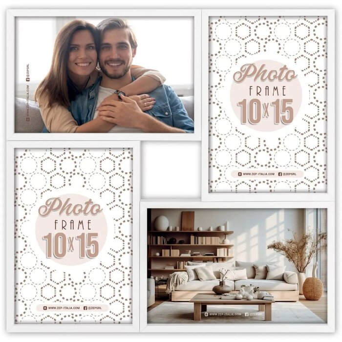 Ramka ZEP MDF Bari White na 4 zdjęcia 10x15 cm