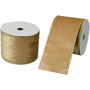 Clayre & Eef LI0128GO Wstążka beżowo-złota 6,3 cm x 5 m