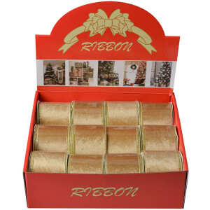 Clayre & Eef LI0128GO Wstążka beżowo-złota 6,3 cm x 5 m