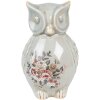 Clayre & Eef Sowa dekoracyjna ceramiczna szaro-różowa 13x12x22 cm styl wiejski vintage