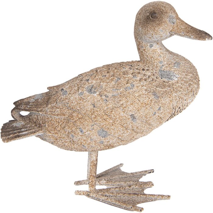 Clayre & Eef Dekoracyjna kaczka szaro-brązowa polyresin 22x15x21 cm