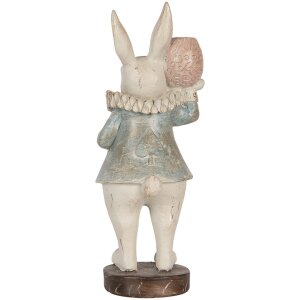 Clayre & Eef Królik dekoracyjny w stylu wiejskim beżowo-niebieski 11x10x28 cm polyresin