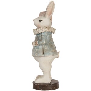 Clayre & Eef Królik dekoracyjny w stylu wiejskim beżowo-niebieski 11x10x28 cm polyresin