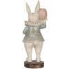 Clayre & Eef Królik dekoracyjny w stylu wiejskim beżowo-niebieski 11x10x28 cm polyresin