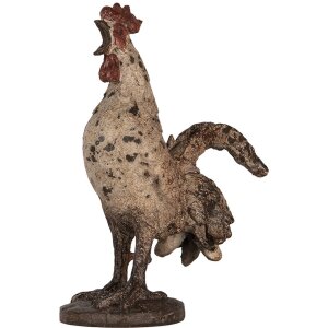 Clayre & Eef 6PR5481 Dekoracyjny kogut beżowo-brązowy 26x13x33 cm polyresin