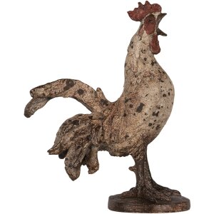 Clayre & Eef 6PR5481 Dekoracyjny kogut beżowo-brązowy 26x13x33 cm polyresin