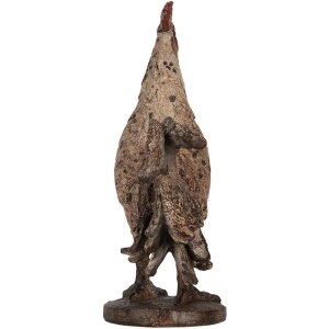 Clayre & Eef 6PR5481 Dekoracyjny kogut beżowo-brązowy 26x13x33 cm polyresin