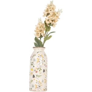 Clayre & Eef Wazon ceramiczny Ø 8x20 cm Beżowo-różowy Styl wiejski Vintage