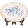 Clayre & Eef 6CE2020 Talerz dekoracyjny beżowo-niebieski 25x18x3 cm